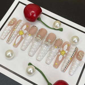 Vente en gros <span class=keywords><strong>meilleure</strong></span> qualité durable acrylique fait à la main <span class=keywords><strong>faux</strong></span> presse sur les <span class=keywords><strong>ongles</strong></span> 10 pièces de luxe longue ballerine ongle artificiel avec de la <span class=keywords><strong>colle</strong></span> - Product Image 3