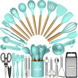 34-piece Wooden-handled <strong>Silicone</strong> Kitchenware Set, Heat-resistant Non-stick <strong>Silicone</strong> Spatula and Spoon, Kitchen <strong>Tool</strong> Set - Product Image 6