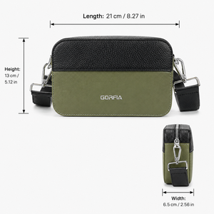 Sac bandoulière homme petit format, ensemble double pochette, en cuir PU color block, avec sangle réglable, pour usage quotidien et voyage, OEM ODM, vente en gros - Product Image 6
