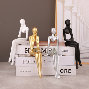 Statue de penseur décoration de la maison étagère décoration Accents résine bibliothèque Figurines abstraites <span class=keywords><strong>Sculpture</strong></span> moderne à collectionner - Product Image 2