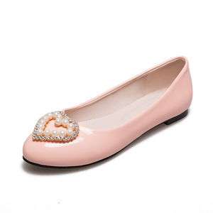 Xuanhui, Nuevos Estilos, Bailarinas Rojas Brillantes de Microfibra con Perlas y Pedrería, Punta Redonda, para Mujer - Product Image 3