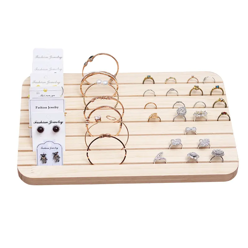 Wood Timber Jewelry Earring Card Display Jewelry findings Grooved Earrings Ring Thin Bangle Holder Organizer