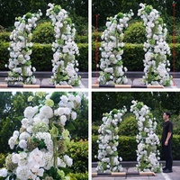 Décorations élégantes pour arche de mariage printemps-été : verdure artificielle, fleurs en soie rose, décoration écologique pour événements