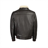 Blouson aviateur homme en cuir véritable marron avec doublure en fausse fourrure, col montant, respirant, fermeture éclair, chaud pour l'hiver, motif moto sur le devant