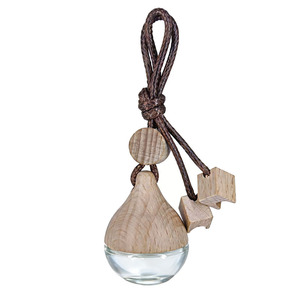 Custom Wooden Cap 5 ml Frost Clear Water Droplet Car Perfume Hanging Air Freshener Glass <b>Bottle</b> - Product Image 6