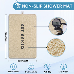 Tapis antidérapant pour salle de bain, rectangulaire, en PVC, imperméable, pour douche, design moderne, imprimé « Get Naked » - Product Image 3