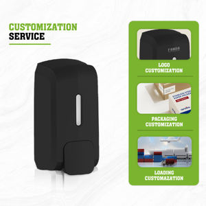 Distributeur de savon liquide manuel FANDA Mini en plastique noir moderne, mural, écologique, 500 ml, pour toilettes, pour le bureau - Product Image 5