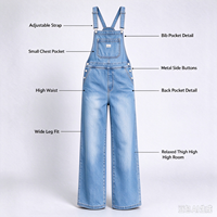 Salopette en jean bleu clair à jambes larges pour le week-end, tenue décontractée pour le brunch au café du matin