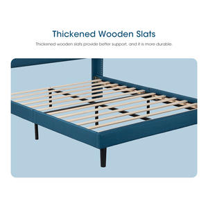 Vente en gros de plate-forme à <span class=keywords><strong>lattes</strong></span> en bois à support solide cadre de lit rembourré de luxe king queen <span class=keywords><strong>200x200</strong></span> avec tête de lit bleu foncé - Product Image 5