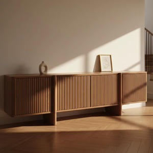 Commode en bois moderne Nara avec grain de bois raffiné, design écologique, compartiments de rangement généreux pour les espaces contemporains - Product Image 4