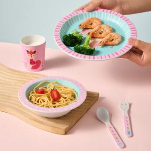 Ensemble de <span class=keywords><strong>vaisselle</strong></span> circulaire pour enfants personnalisé en gros, en fibre de bambou biodégradable, <span class=keywords><strong>vaisselle</strong></span> écologique, ensemble de 5 pièces - Product Image 4