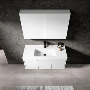 Minimalist floating <b>bathroom</b> <b>vanity</b> with mirror cabinet, wall-mounted floating sink unit, modern storage combination furniture - Product Image 6