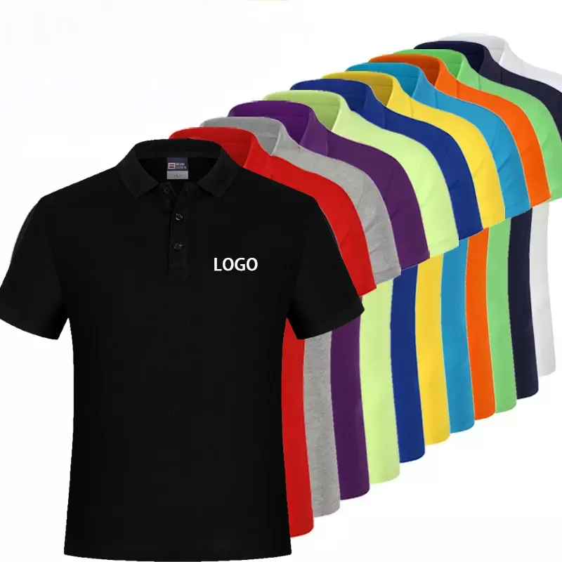 Camisetas polo unissex personalizadas, 100% algodão liso, camisetas de manga curta para homens