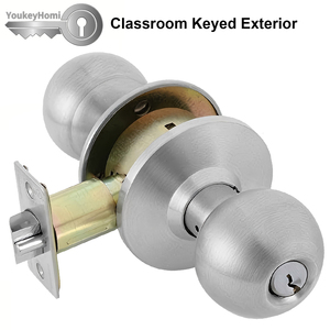 YoukeyHomi American USA Canada Commercial Stainless Steel Classroom Keyed Cylindrical ANSI Grade-2 UL Fire <strong>Door</strong> Handle <strong>Knob</strong> Lock - Product Image 3