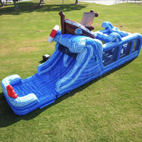 Parcours d'obstacles commercial gonflable en PVC pour aventure en mer, double piste humide et sèche