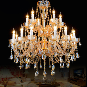 Lustre en cristal de style européen en couleur champagne, lampe de plafond de luxe pour salle à manger, salon, suite d'hôtel, éclairage - Product Image 3