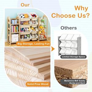 Organisateur de rangement pour jouets en bois, organisateurs de jouets avec rangement pour animaux en <span class=keywords><strong>peluche</strong></span>, étagère de rangement pour jouets - Product Image 4