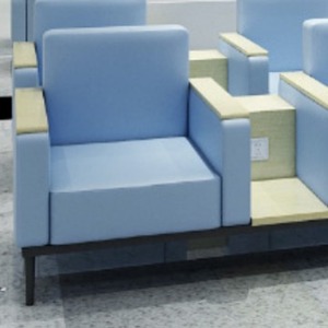 Ensemble de canapés pour salle d'attente Ke Ming 1800*750*800, cadre en acier bleu avec table basse en bois massif - Product Image 4