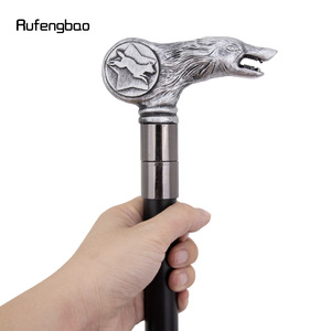 Bâton de marche Rufengbao Silver Wolf en acier au carbone, 3 sections, canne de luxe tendance pour la randonnée en plein air - Product Image 5