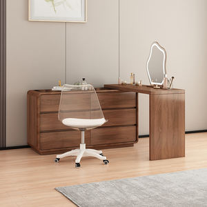 Table de maquillage <span class=keywords><strong>vintage</strong></span> classique en bois pour femmes et filles avec triple miroir et <span class=keywords><strong>3</strong></span> tiroirs - Product Image 3