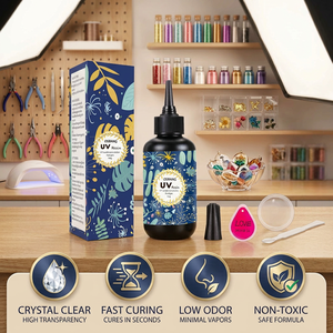 Kit de résine UV 100g transparente anti-jaunissement sans bulles POUR la création de bijoux professionnels et les projets artistiques DIY Certifié CE MSDS - Product Image 2