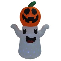 Décoration Gonflable d'Extérieur Classique d'Halloween de 1,5 m : Fantôme Tenant une Citrouille avec LED, Étanche, Mignon et Effrayant pour Jardin et Fêtes