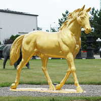 Sculpture d'animaux en Bronze sur mesure, Statue de cheval en Bronze doré, Sculpture de cheval en laiton
