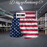 Vente en gros de shorts de boxe thaï rétro design personnalisé impression numérique broderie ensemble familial tissu extensible respirant pour hommes femmes