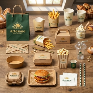 Cajas de Embalaje para Comida para Llevar, con Logotipo Personalizado del Fabricante, Reciclables, para Snacks, Papas Fritas, Hamburguesas y Comida Rápida - Product Image 6