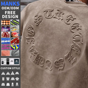 High Quality OEM Vintage Streetwear Boxy Fit Oversized Custom 3D Embossed Brand Design logo Round Neck Sleeveless <strong>Men's</strong> <strong>Tanktop</strong> - Product Image 2