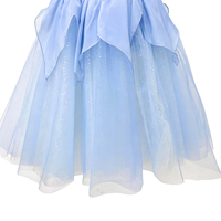 Gaun Balet Romantis Biru Muda untuk Anak Perempuan, Tutu Profesional dengan Desain Pinggang Berbentuk Kelopak untuk Peran Coppelia & Peri