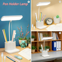 Lampe de bureau LED rechargeable avec porte-stylo, lampe de lecture tactile pour bureau d'étude, lampe de table Lampe LED rechargeable