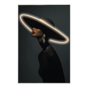 Art mural moderne avec bande lumineuse LED, portrait de femme sexy, noir et blanc, impressions décoratives en cristal, peinture murale pour salon - Product Image 6