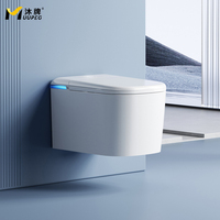 Siège de toilette intelligent mural allongé MUPEG de haute qualité avec chauffage, sans limite de pression d'eau, ouverture/fermeture automatique du couvercle, télécommande