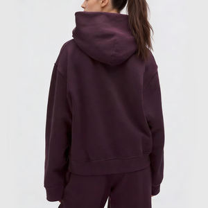 Sweat-shirt à capuche oversize pour femme en molleton 450 g/m² en mélange de coton avec intérieur brossé et poignets côtelés, style streetwear décontracté et tenue de sport - Product Image 2