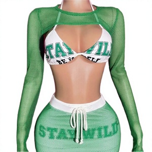 ชุดบิกินี่สามชิ้นแบบ Bandeau คอวีเอวสูงสำหรับผู้หญิงสไตล์ยุโรปอเมริกัน ระบายอากาศได้ดี พร้อมซับในตาข่ายพิมพ์ลายคอลลาจตามสั่งของ Truen - Product Image 3