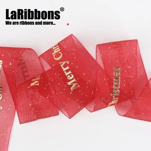 Custom Eco-Friendly Polyester Organza <b>Ribbon</b> Spool-Multi-Length Options Gold Stamp Printed Multi-Color for Gift Wrapping Decor - Product Image 2