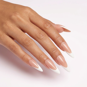Uñas Postizas Stiletto de Alto Brillo con Punta Francesa, Base Nude Natural, Línea de Sonrisa Profunda, Punta Blanca, Calidad de Salón, Reutilizables, OEM - Product Image 4