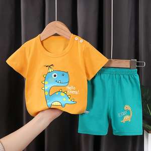 Vêtements pour enfants en gros pour l'été, t-shirt à manches courtes pour bébé, ensemble de vêtements pour garçons, printemps, 100% coton, costume - Product Image 2