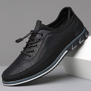 Zapatos Casuales de Negocios para Hombre, de Cuero Genuino, con Cordones Elásticos, Suela Suave, Transpirables, Cómodos para Caminar, para Todas las Temporadas - Product Image 2