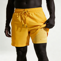 Shorts de sport pour homme personnalisés avec logo, 2-en-1, tricotés, séchage rapide, cordon de serrage à la taille, pour la course à pied, la plage, le surf, la natation