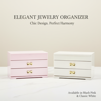 Boîte de rangement double en plastique PET pour cosmétiques et bijoux, avec tiroirs et poignée nœud, idéale pour bureau, maison, salon - Vente en gros