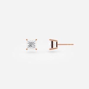 14k Gold Lab Grown Diamond Stud Earrings_ Princess Cut, F+ VS-VVS - Product Image 4