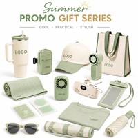 Set de Regalo Promocional de Verano con Logotipo Personalizado, Accesorios de Refrigeración Personalizados, Colección Verde de Moda