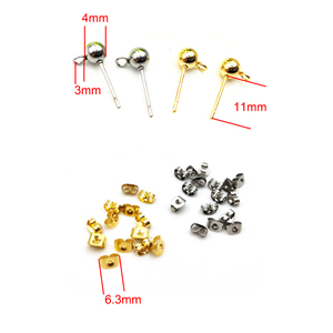 Postes y traseros de acero inoxidable chapado en oro hipoalergénico, accesorios para pendientes, suministros para fabricación de joyas - Product Image 2
