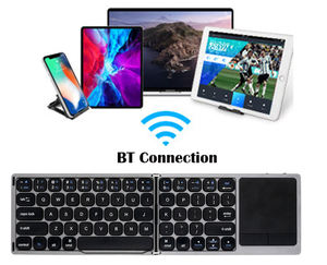 Clavier Sans Fil Pliant Stylish Wireless Mini Portable Bt Wireless Foldable <b>Keyboard</b> & Mouse Folding <b>Keyboard</b> with Touchpad - Product Image 2