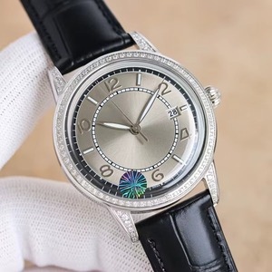 2026 Hot Selling Unisex Luxury <b>Watch</b> Silver Diamond Case Gray Dial Automatic <b>Mechanical</b> Date Luminous <b>Mens</b> Womens New Arrival - Product Image 1