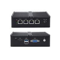 Mini PC 4lan sin ventilador ROS7 2USB 1VGA 1HD-MI Integrado HD J1900 Quad Core Computadora de Escritorio Pequeña Firewall Router VPN