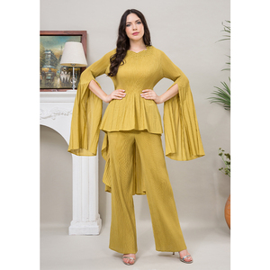 Ensemble deux pièces plissé Miyake 2024, <span class=keywords><strong>pantalon</strong></span> large, costume décontracté pour femmes, ensemble deux pièces - Product Image 2