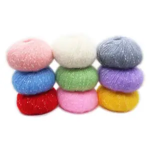 Wholesale Supply Chunky Wool Cotton Yarn 25g Blended Mohair Raw Silk Yarn for Hand Knitting